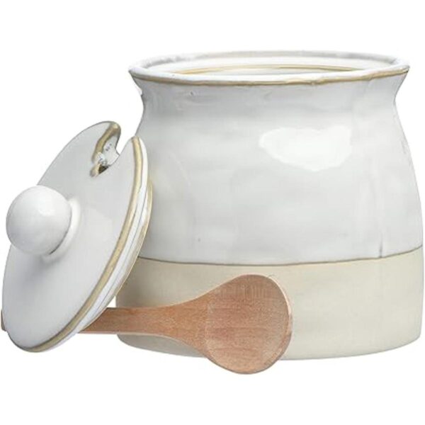 Creative CoOp Olla para tapa de azúcar color blanco
