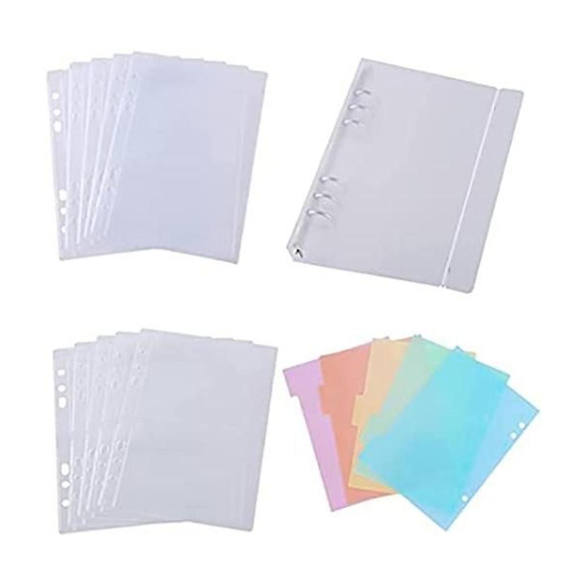 Cubierta para carpeta de 6 anillas A5 con 10 bolsillos de
