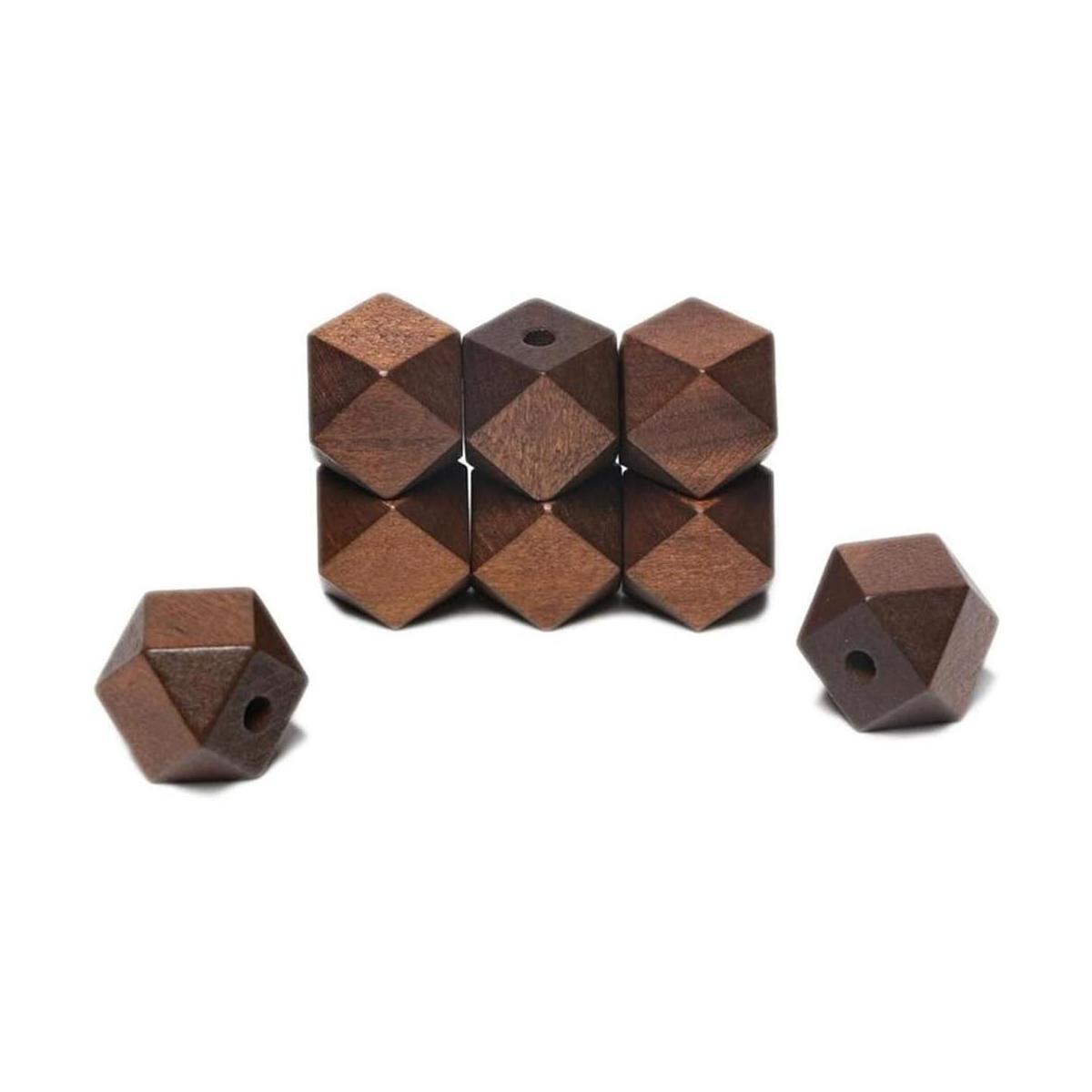 Cuentas geométricas de madera de 0.787 in con agujero de