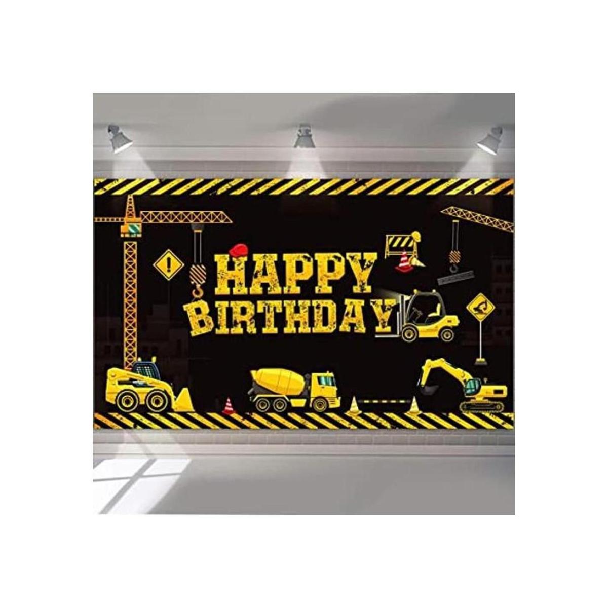 Decoración de feliz cumpleaños de construcción pancarta de