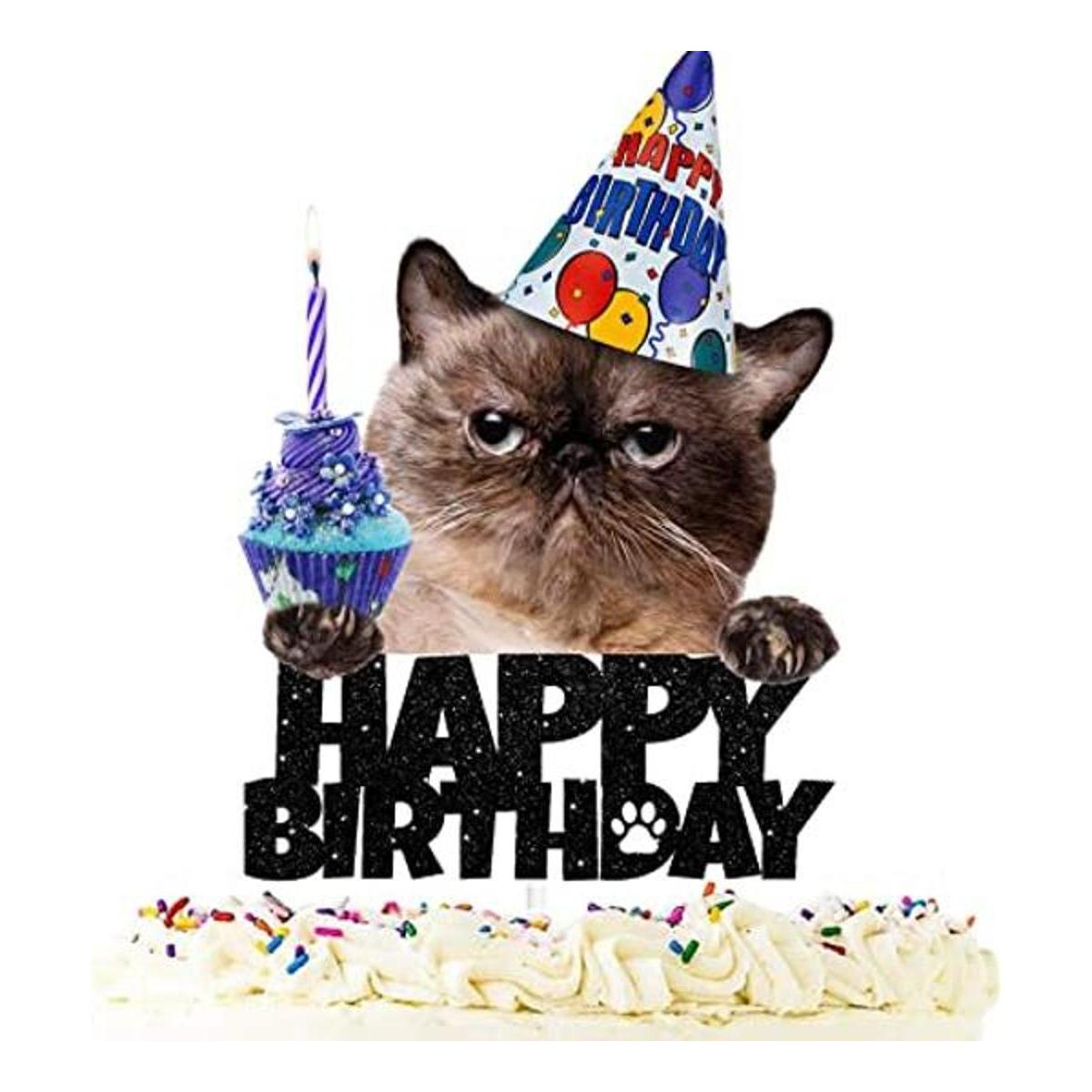 Decoración para tartas de feliz cumpleaños para gatos