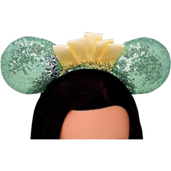 Diadema de lentejuelas con orejas de ratón color menta_2