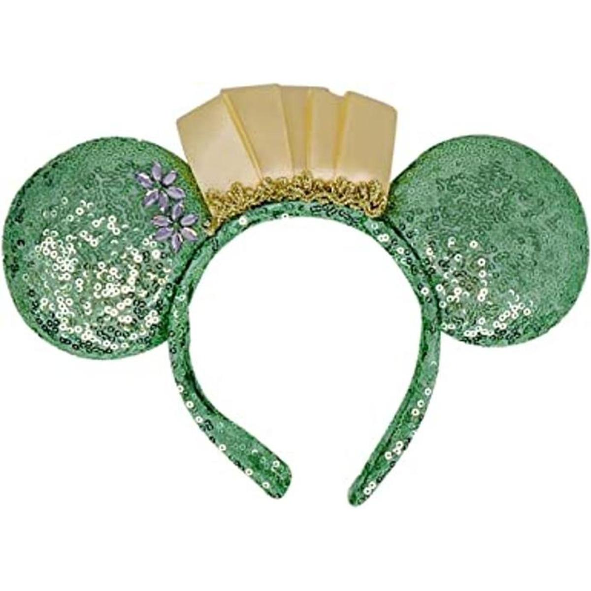 Diadema de lentejuelas con orejas de ratón color menta