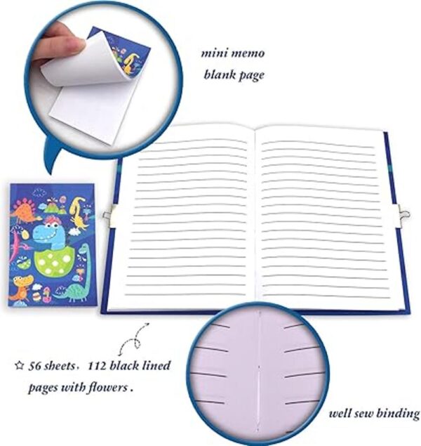 Diario para niños con cerradura diario de dinosaurio y