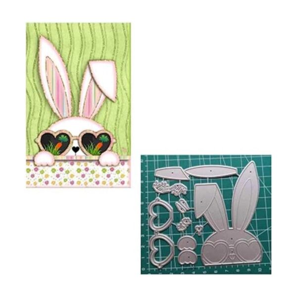 Gafas Conejo Metal Die Cuts Hierba Pascua Conejo Bowtie