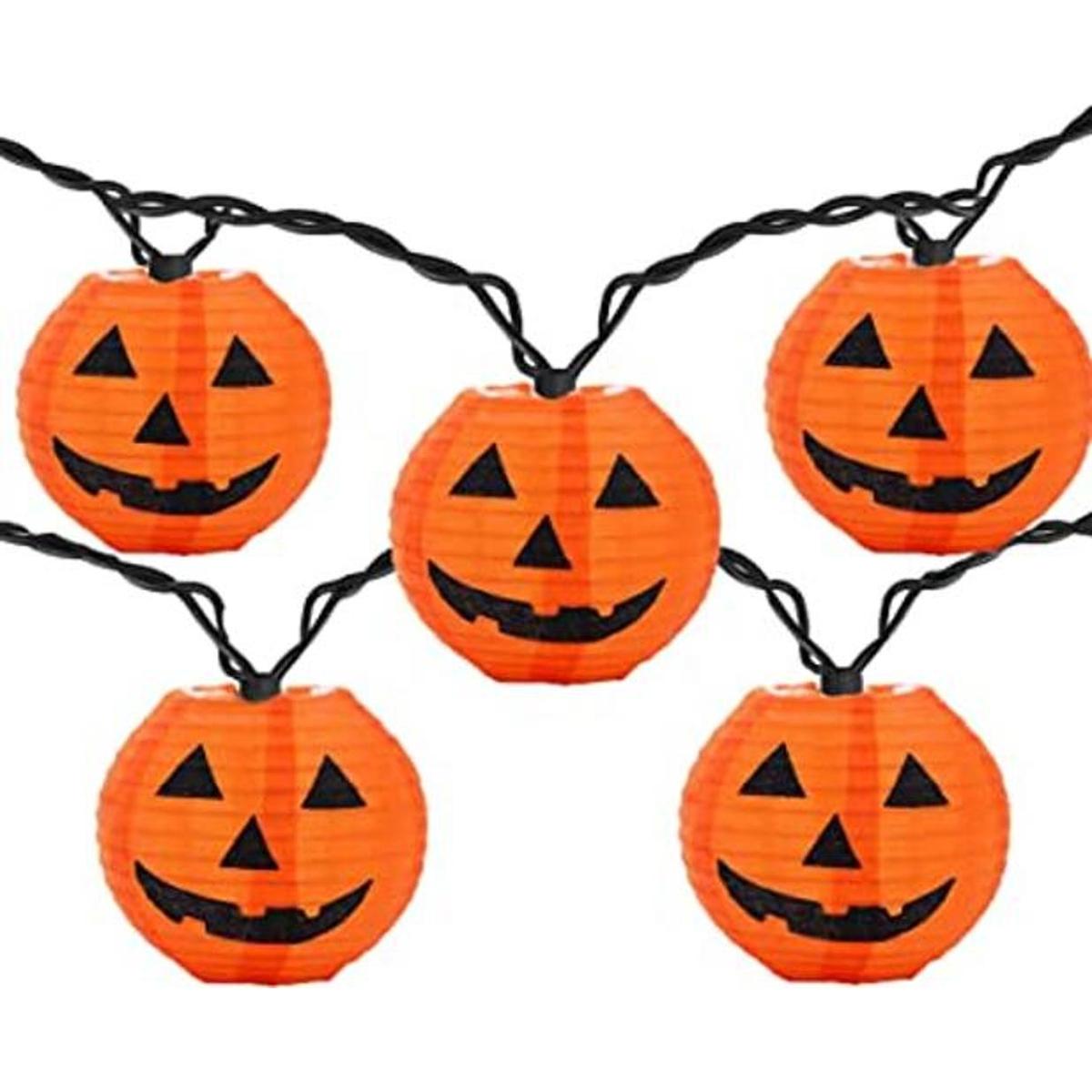 Goothy Guirnalda de luces de farol de calabaza de