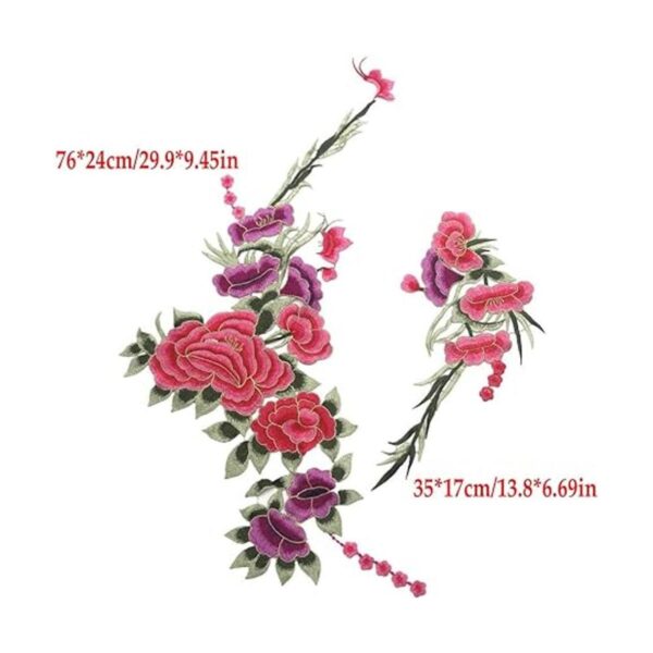 Gran bordado de peonía flor apliques Cheongsametapa ropa_4