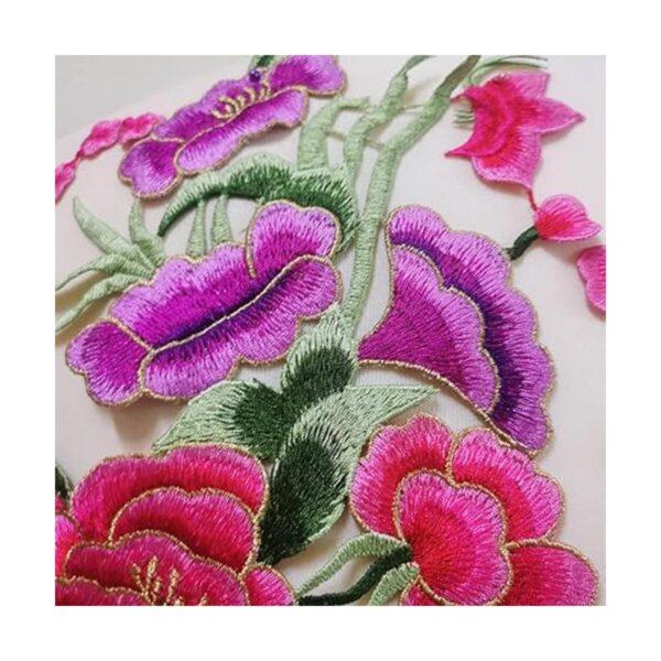 Gran bordado de peonía flor apliques Cheongsametapa ropa_3