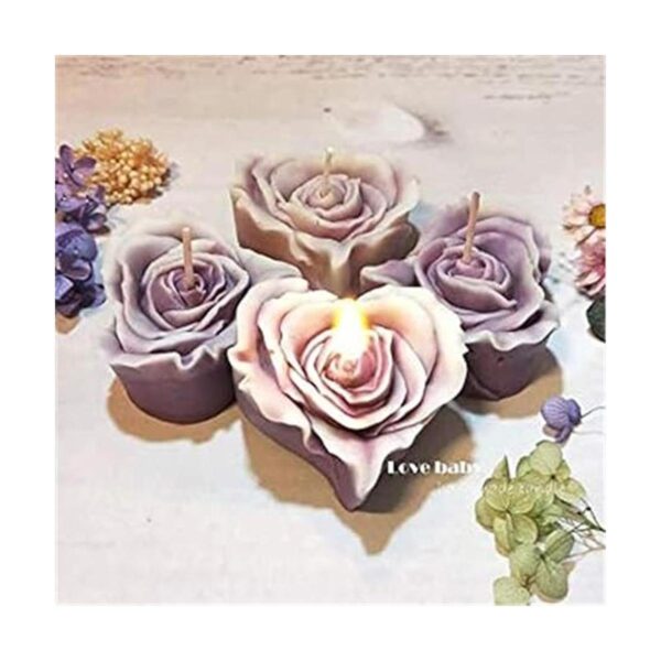 Great Mold Moldes de vela de rosas 3D en forma de corazón