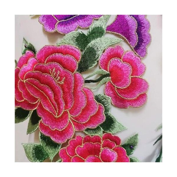 Gran bordado de peonía flor apliques Cheongsametapa ropa_2