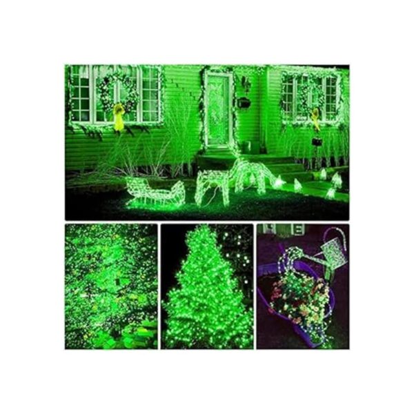 Guirnalda de luces solares de Navidad verdes para el día