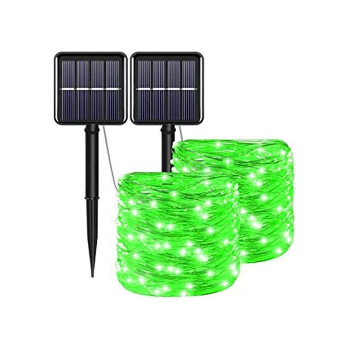 Guirnalda de luces solares de Navidad verdes para el día