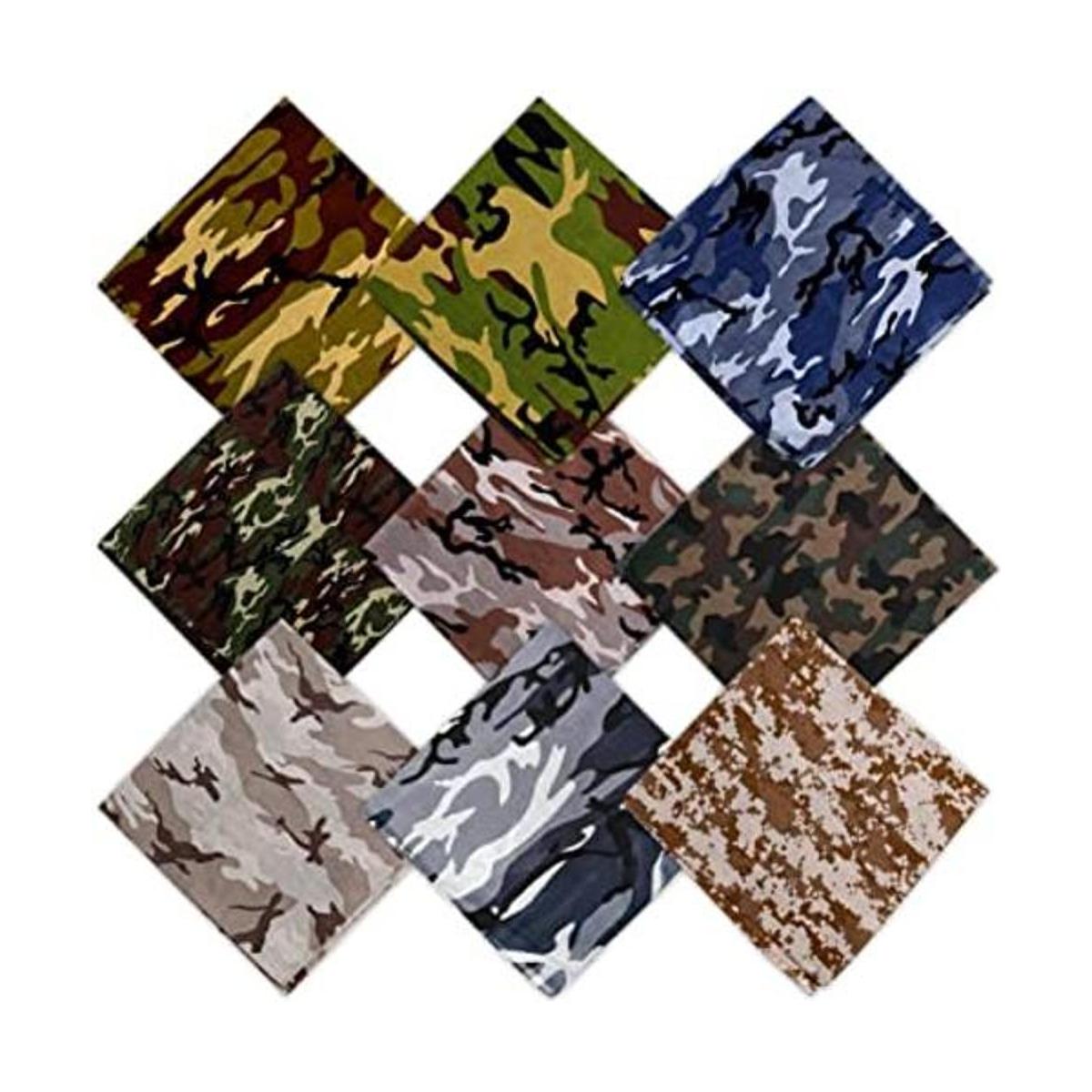 HANGNUO Juego de 9 bandanas de camuflaje de algodón para