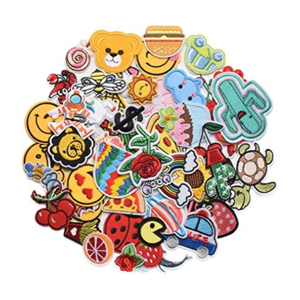 Harsgs 60 parches bordados al azar colores vivos y