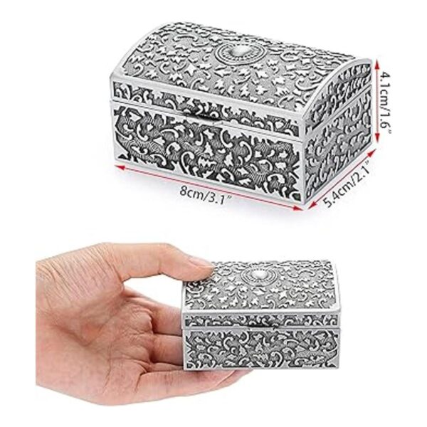 Hipiwe Caja de joyería de metal vintage pequeña caja de_4