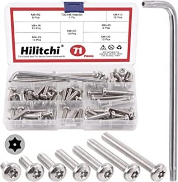 Hilitchi Tornillos de seguridad Torx de cabeza de botón