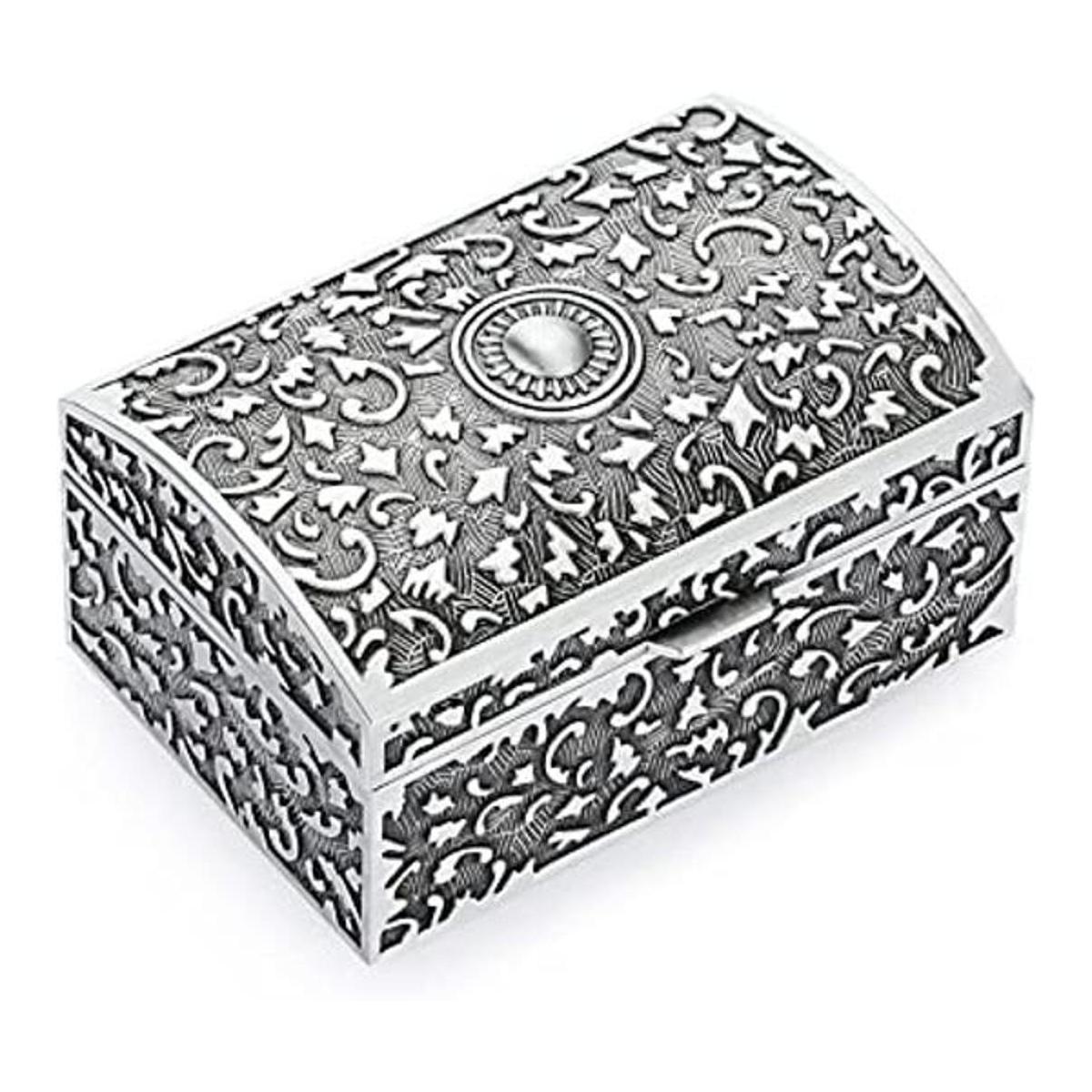 Hipiwe Caja de joyería de metal vintage pequeña caja de