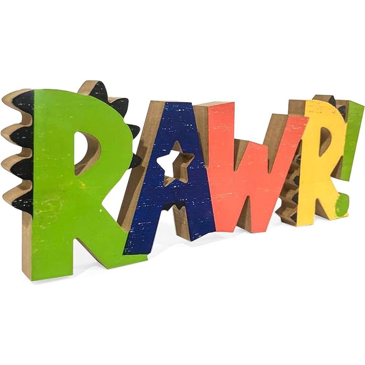 HnJOY Rawr Decoración de madera para habitación de