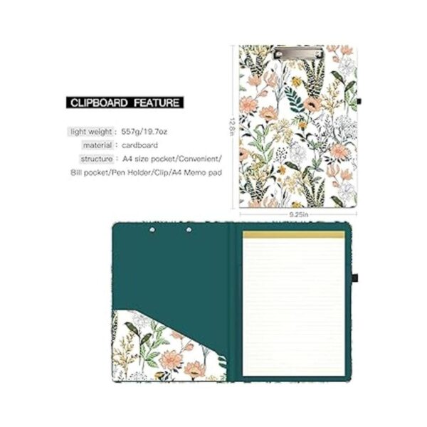 Hongri Portapapeles Folio con libreta forrada recargable y_3