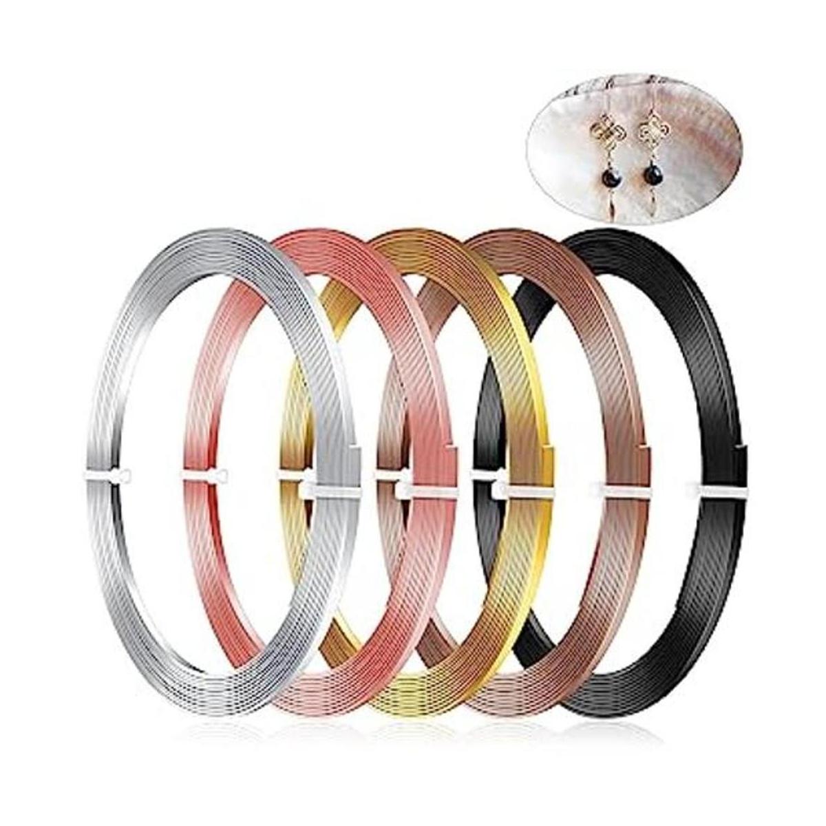 Hotop 5 rollos de alambre plano de aluminio anodizado