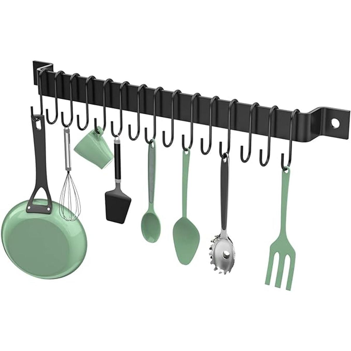 Housolution Riel de cocina con 15 ganchos colgador de