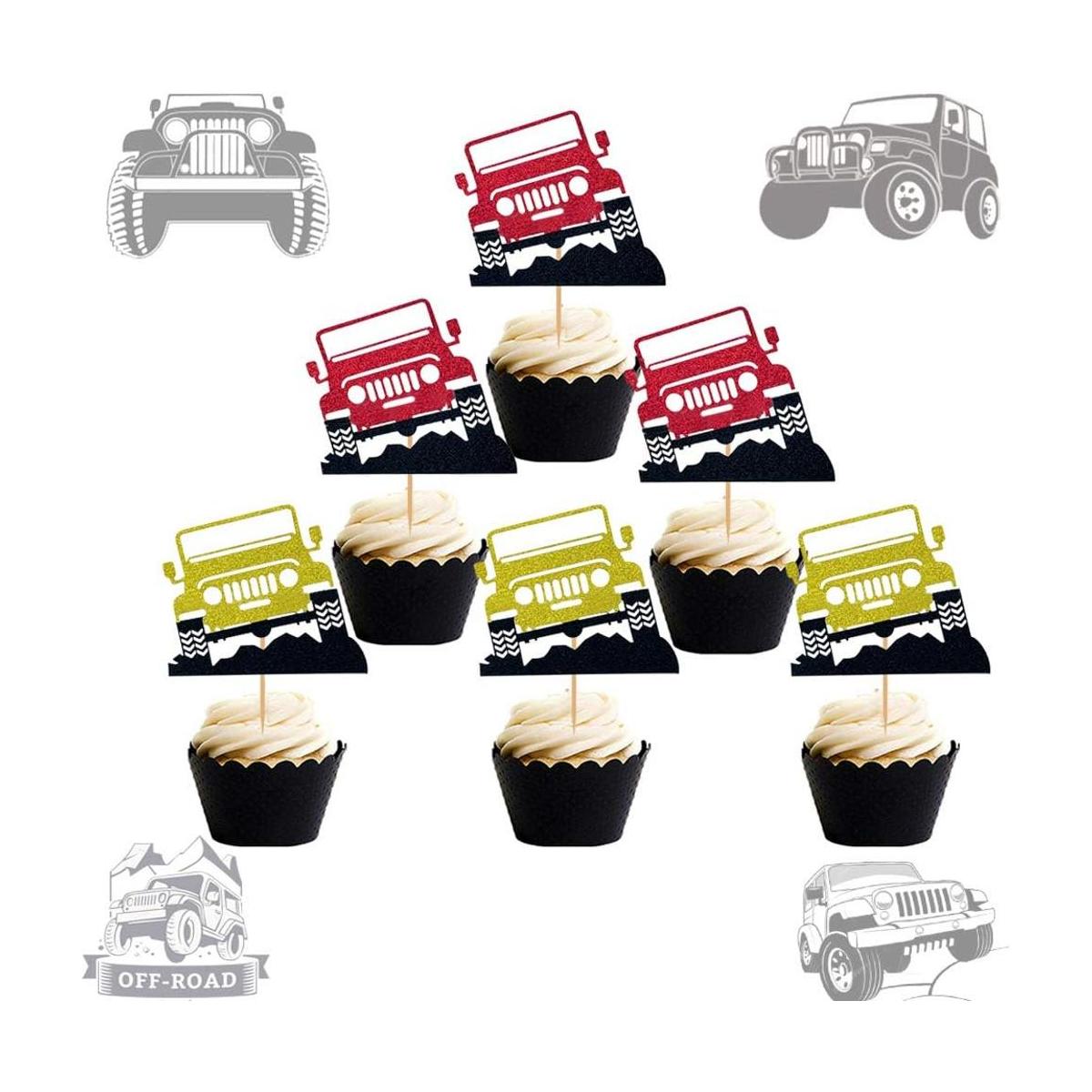 JeVenis 24 piezas de decoración para tartas de auto Jeep
