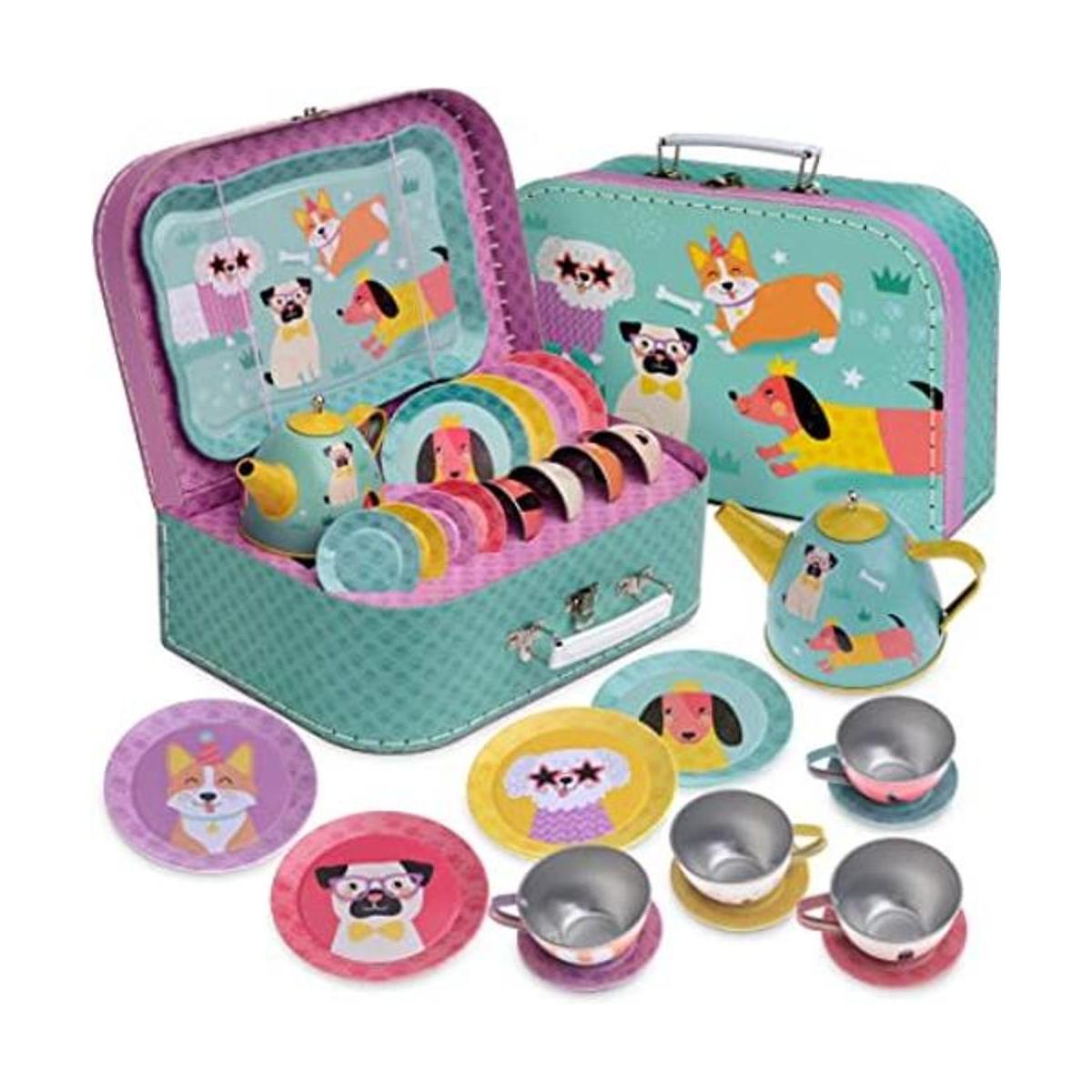 Jewelkeeper Juego de té y estuche de transporte para niños