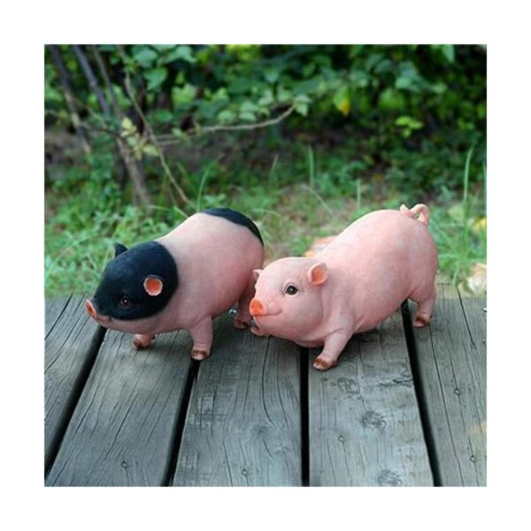 Estatua de gnomos de jardín de animales con bonito cerdo_4