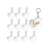 Llavero de corazón acrílico en blanco con anillos de