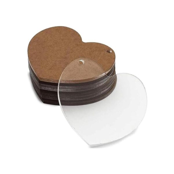 Llavero de corazón acrílico en blanco con anillos de