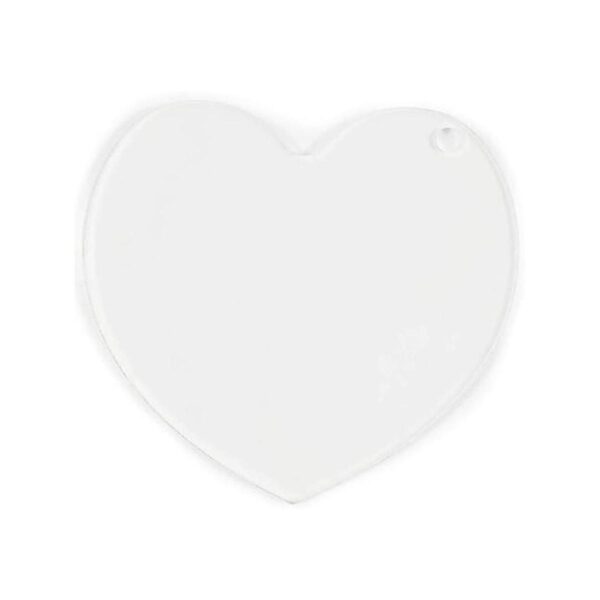 Llavero de corazón acrílico en blanco con anillos de