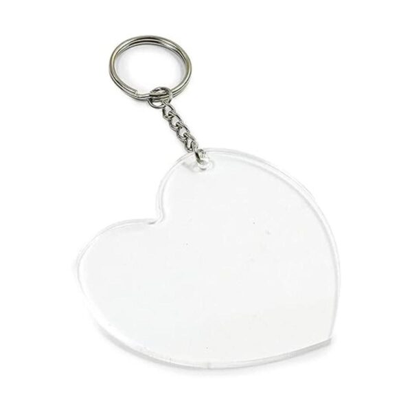 Llavero de corazón acrílico en blanco con anillos de