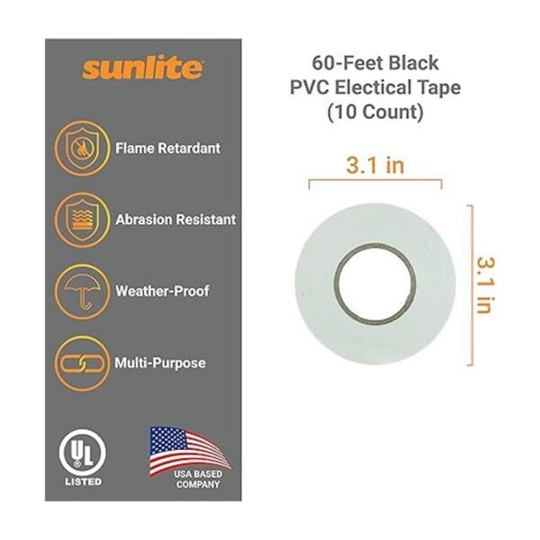 Sunlite 41325SU Paquete de 10 cintas eléctricas de PVC de_2