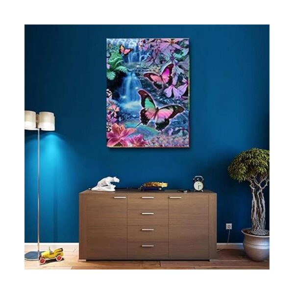 SKRYUIE 5D Pintura de diamante cascada montaña mariposa