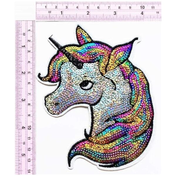 Parche bordado con estampado de unicornio de lentejuelas_2