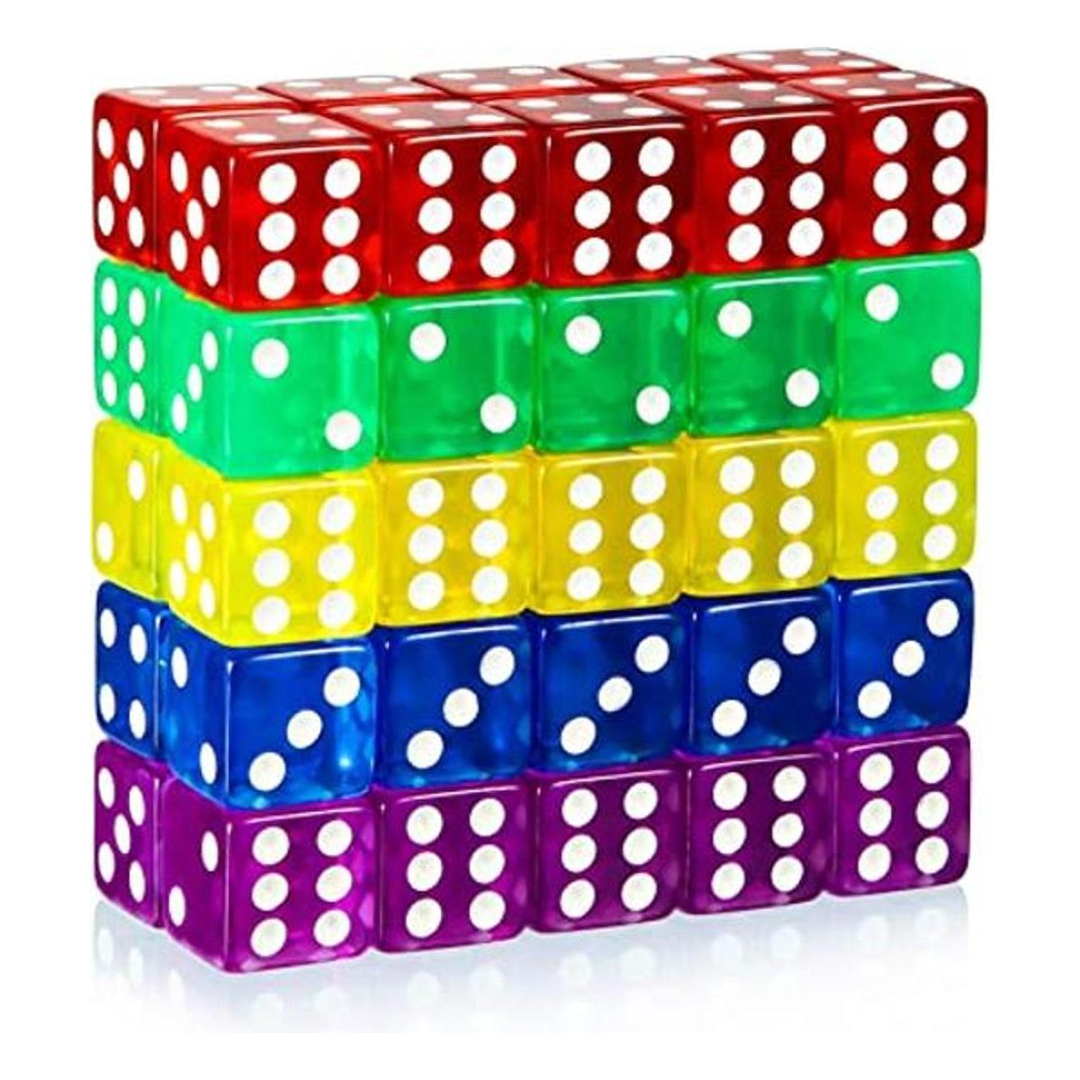 Juego de 50 dados de 6 caras de juegos de dados de colores