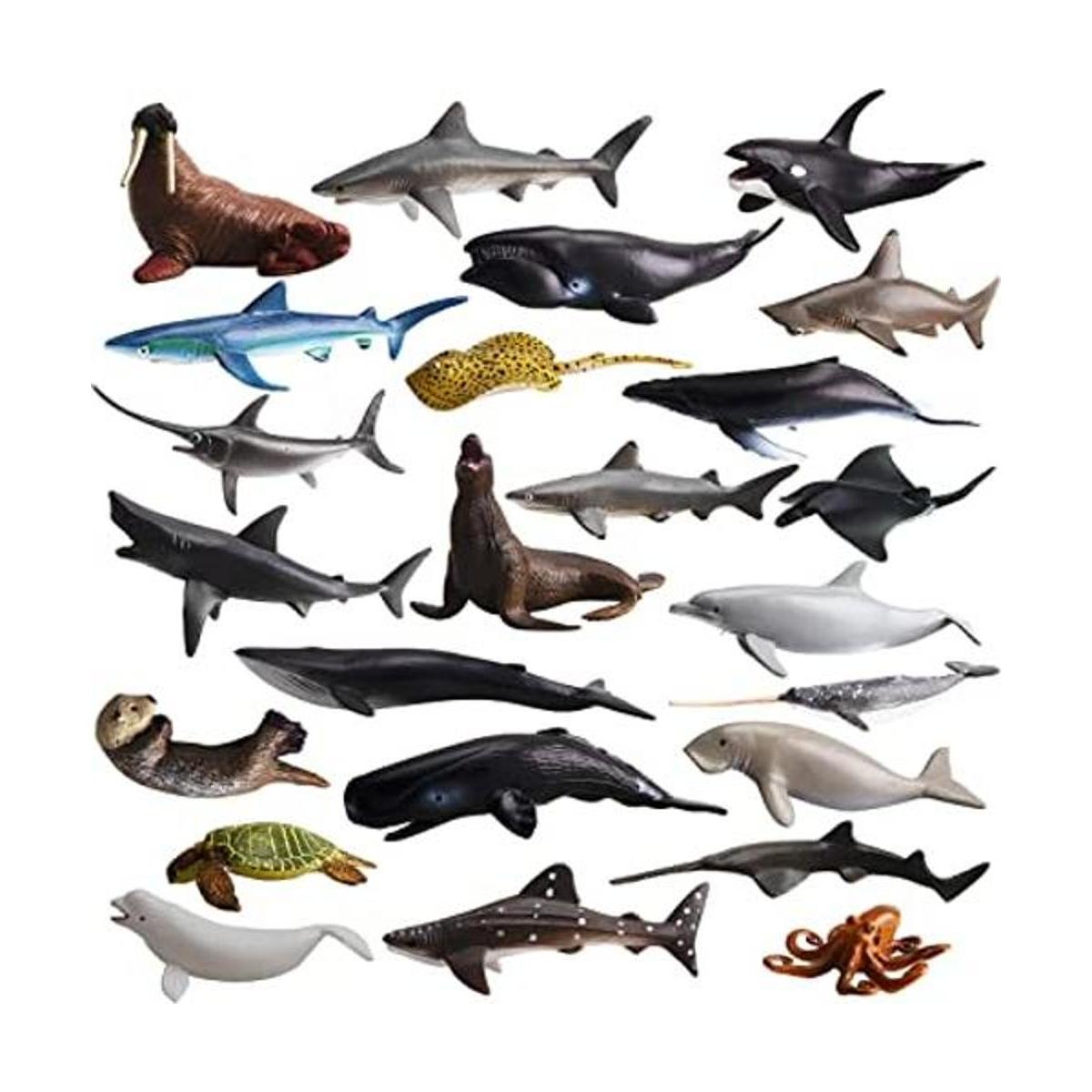 TOYMANY Juego de 24 figuras de animales marinos figuras