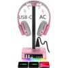 KAFRI Soporte para auriculares RGB con cargador USB