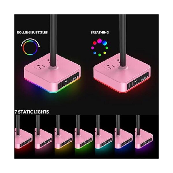 KAFRI Soporte para auriculares RGB con cargador USB
