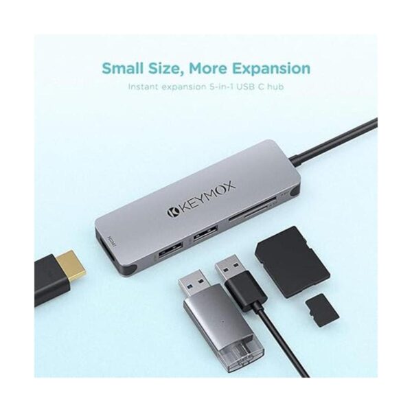 USBC Hub HDMI 5 en 1 Keymox USB C adaptador con 2 puertos_2