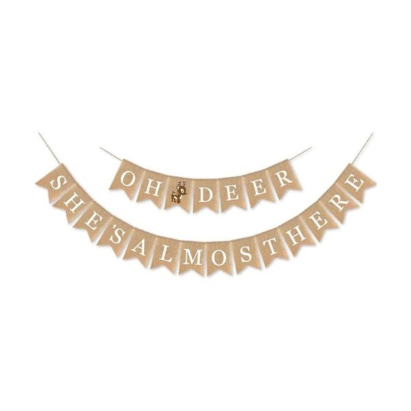 SWYOUN Arpillera Oh Deer Shes Almost Here Banner Mantel_1