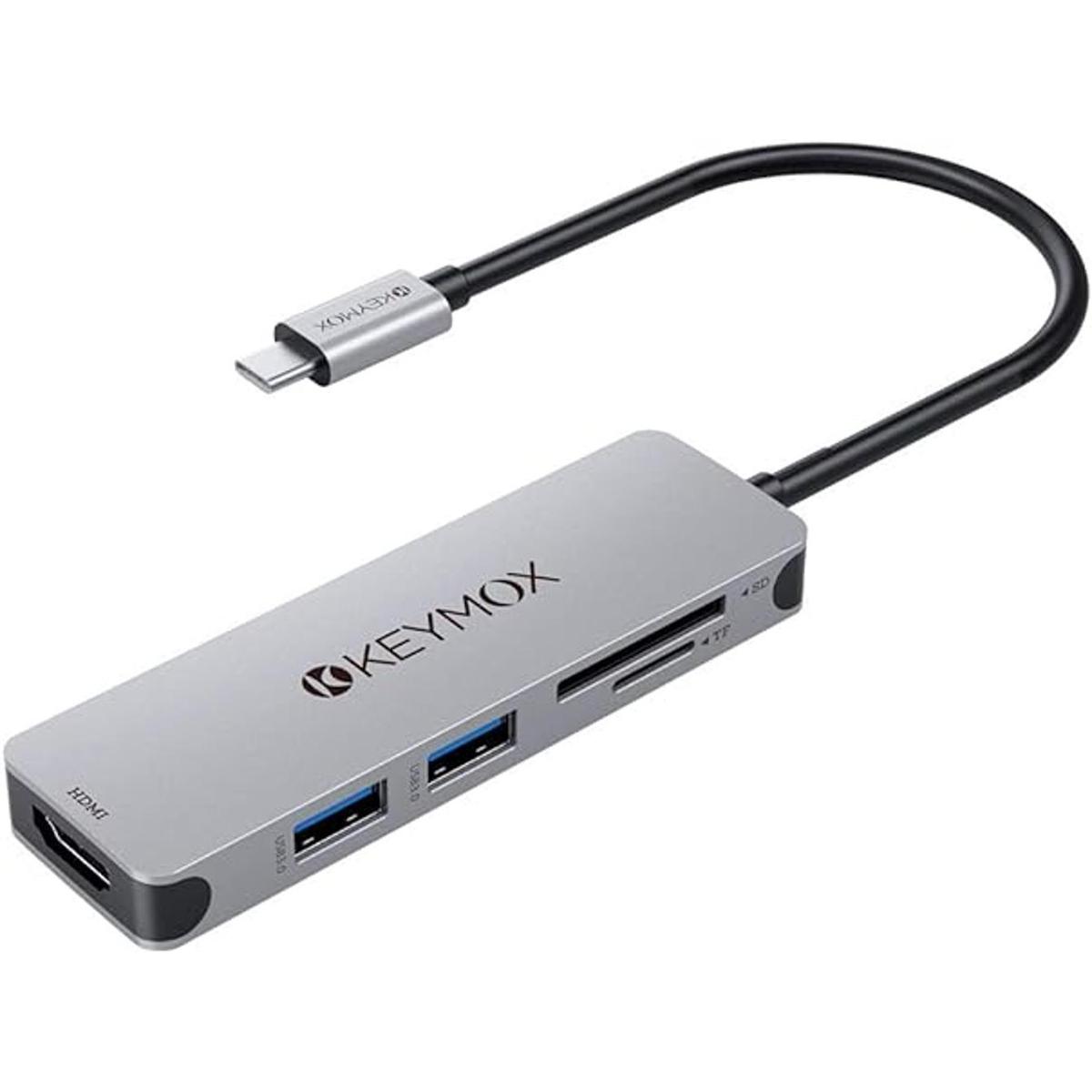 USBC Hub HDMI 5 en 1 Keymox USB C adaptador con 2 puertos