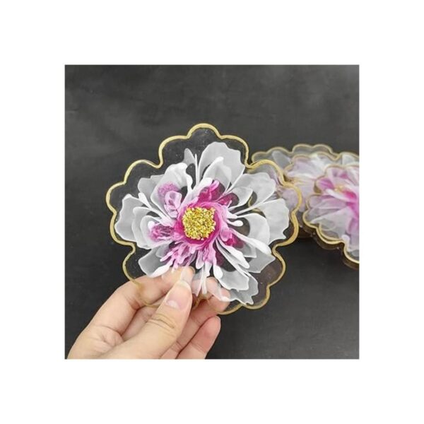 ResinWorld Paquete de 4 moldes de posavasos de flores de 4_4