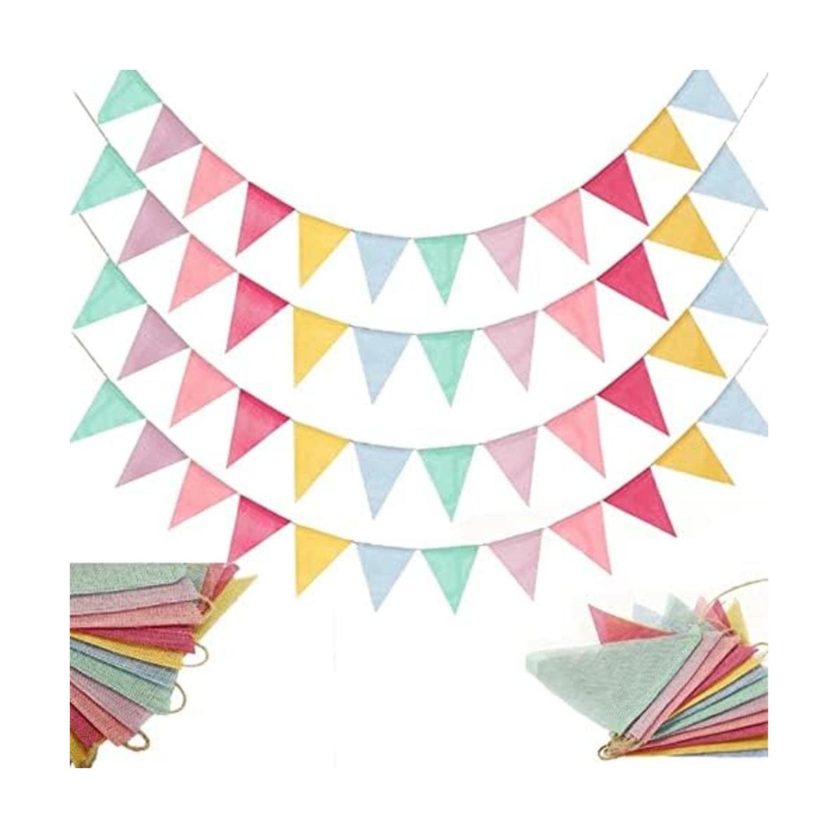 ToBeIT Banderines triangulares con colgante de arpillera