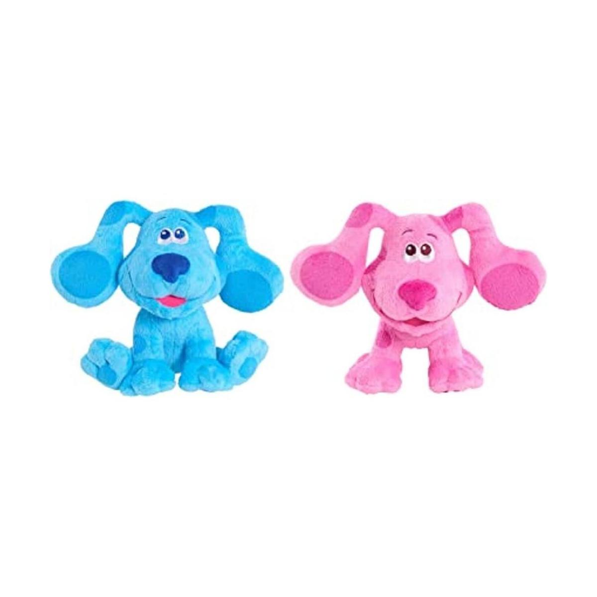 Just Play Puf de peluche azul y magenta paquete de 2