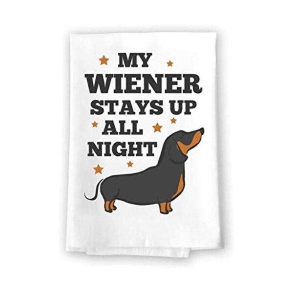 Toalla de cocina divertida My Wiener Stays Up All Night_1