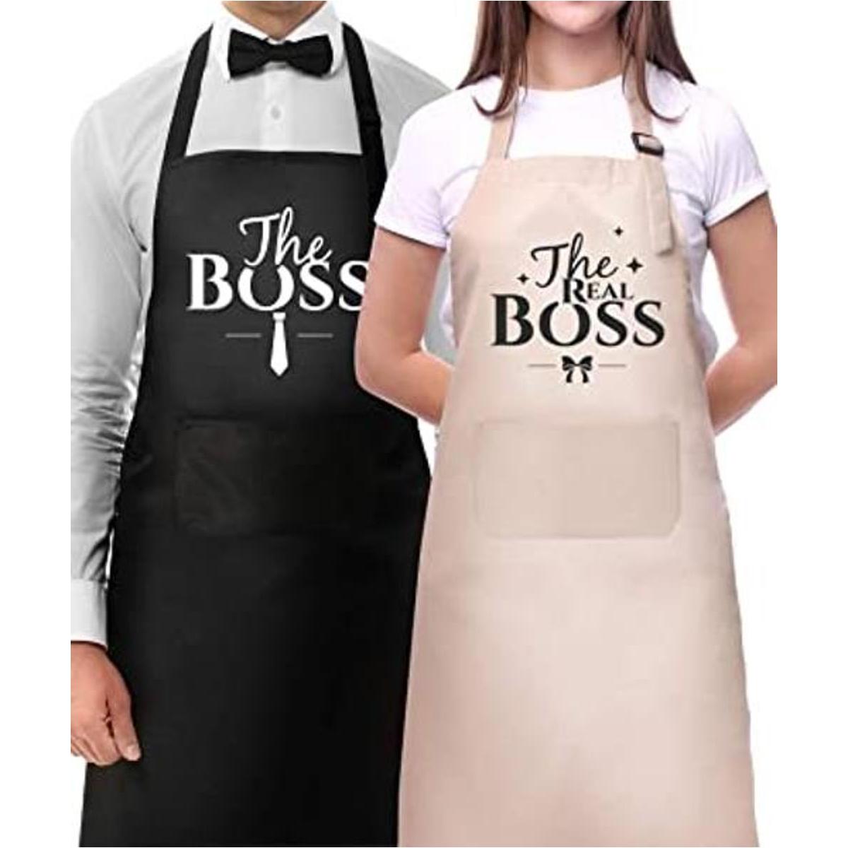 Juego de delantales para pareja para cocinar el jefe