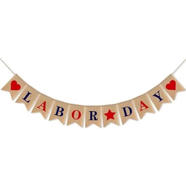SWYOUN Guirnalda de arpillera con diseño de corazón_1