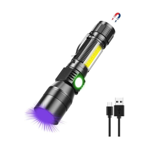 Linterna UV de luz negra linterna recargable por USB con_1