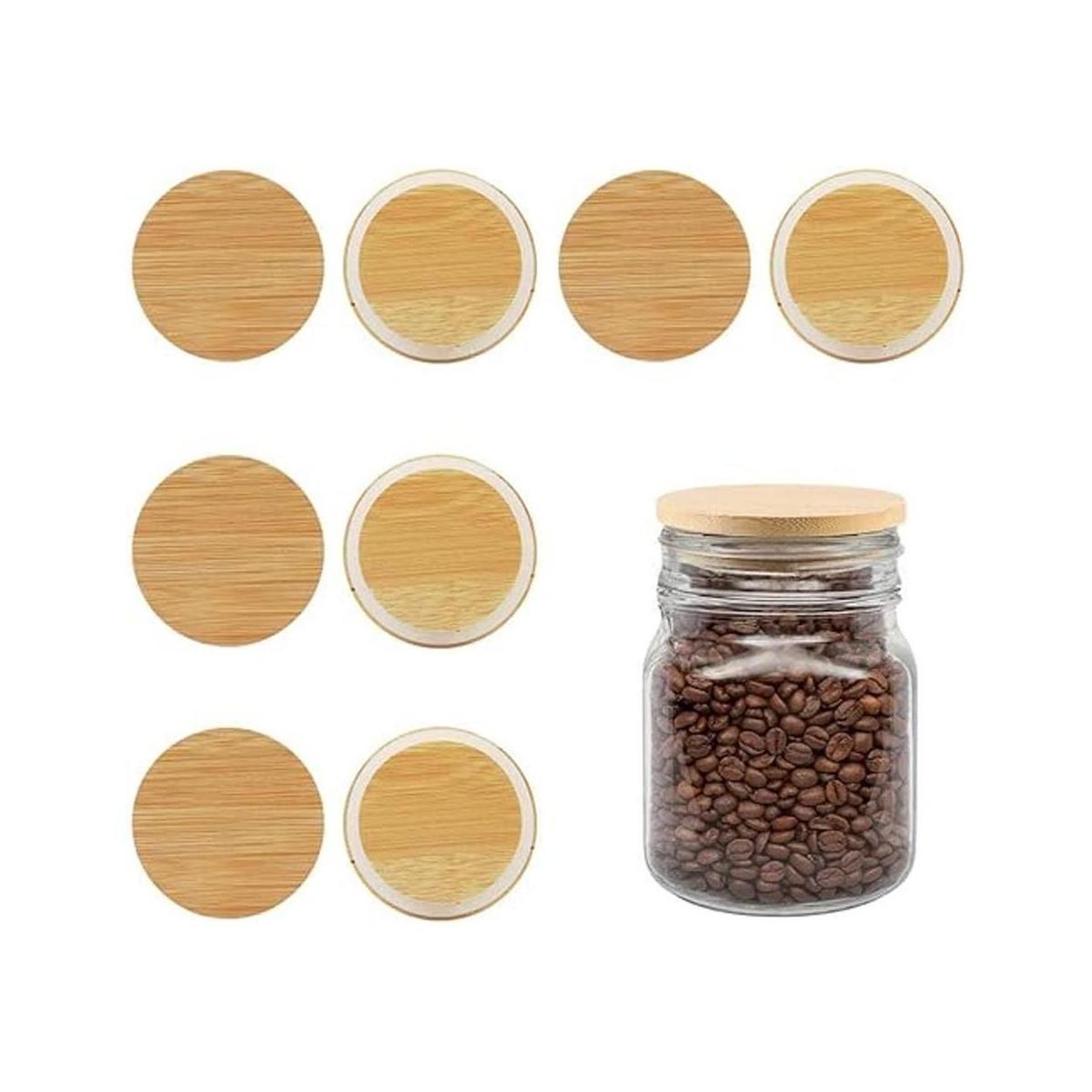 Picowe Paquete de 8 tapas de bambú para tarros de